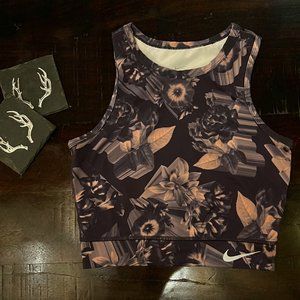 Nike Epic Lux Printed Crop Running Tank Gridiron XS